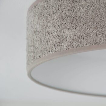 Stropné LED svetlo Plafond, Bouclé šedá, Ø 45 cm, 3-stupňové stmievateľné
