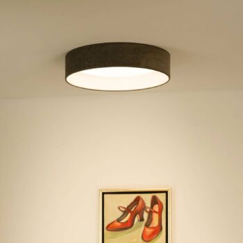 Stropné LED svetlo Plafond, Cord tmavošedá, Ø 45 cm 3-stupňové stmievateľné
