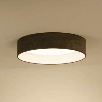 Stropné LED svetlo Plafond, Cord tmavošedá, Ø 45 cm 3-stupňové stmievateľné