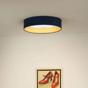 Stropné LED svetlo Plafond Samt tmavomodré, Ø 45 cm, 3-stupňové stmievateľné
