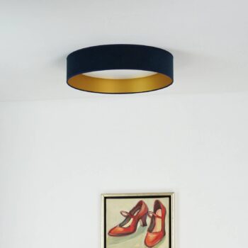 Stropné LED svetlo Plafond Samt tmavomodré, Ø 45 cm, 3-stupňové stmievateľné