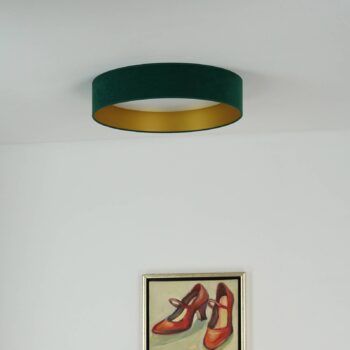 Stropné LED svetlo Plafond, zelený zamat, Ø 45 cm, 3-stupňové stmievateľné