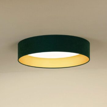 Stropné LED svetlo Plafond, zelený zamat, Ø 45 cm, 3-stupňové stmievateľné