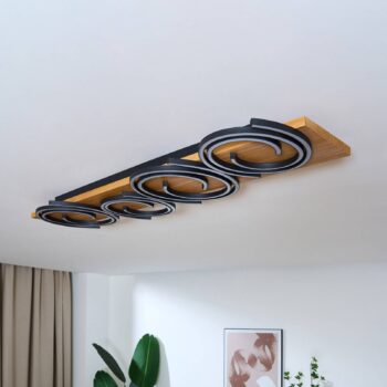 Stropné LED svetlo Rifia, hnedé, 115 cm, 4-pl