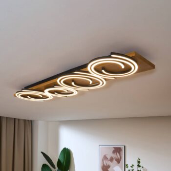 Stropné LED svetlo Rifia, hnedé, 115 cm, 4-pl