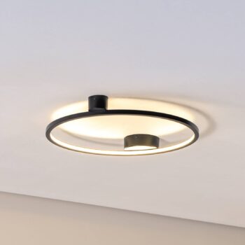 Stropné LED svetlo Saturno, čierne, Ø 50 cm, kov, 4 000 K