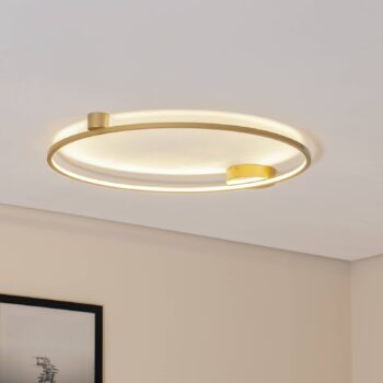 Stropné LED svetlo Saturno, zlaté, Ø 80 cm, kov, 4 000 K