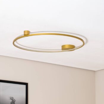 Stropné LED svetlo Saturno, zlaté, Ø 80 cm, kov, 4 000 K