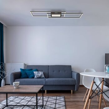 Stropné LED svetlo Saunders, dĺžka 96 cm, čierne, 3D efekt