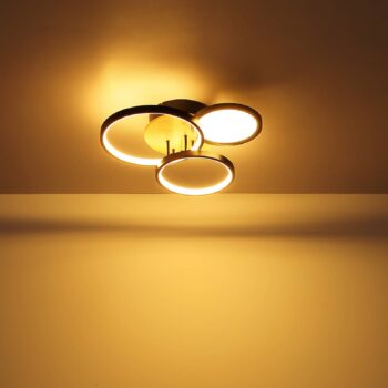 Stropné LED svetlo Sid s drevom, 4-plameňové