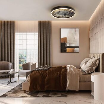 Stropné LED svetlo Stone Ø 60 cm, CCT, čierna, kov, akryl