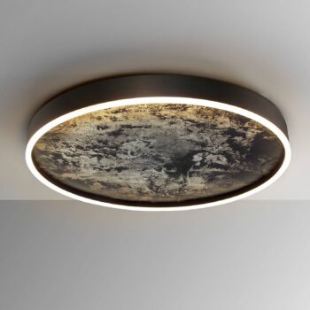 Stropné LED svetlo Stone Ø 60 cm, CCT, čierna, kov, akryl
