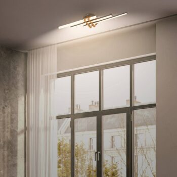 Stropné LED svetlo Tinka, farba dreva/čierna, dĺžka 78 cm