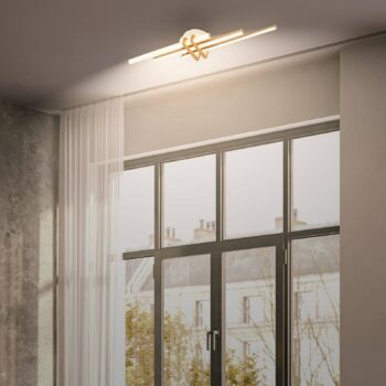 Stropné LED svetlo Tinka, svetlošedá/hnedá, dĺžka 78 cm