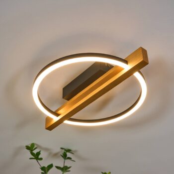 Stropné LED svetlo Tovak, borovica, 39 cm,  drevené, stmievateľné
