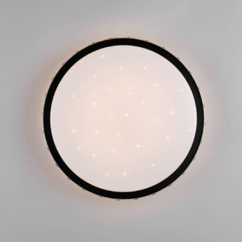 Stropné LED svetlo Varda, čierne, Ø 39 cm, diaľkové ovládanie