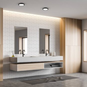 Stropné LED svetlo Vera, čierne, plast, Ø 22 cm, IP65