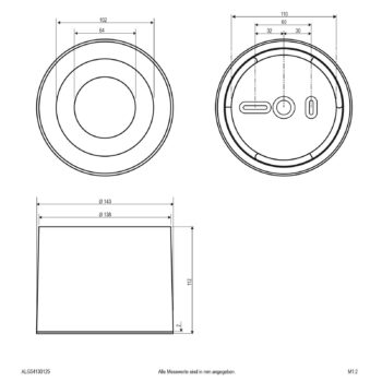 Stropné LED svietidlo ALG54, Ø 21,3 cm biela