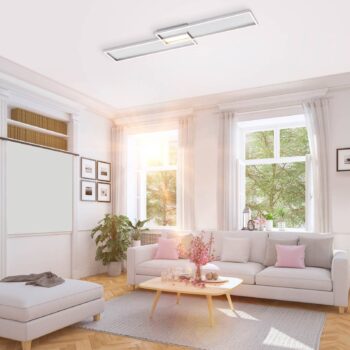 Stropné LED svietidlo Amara dva obdĺžniky striebro