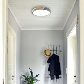 Stropné LED svietidlo Borneo s dreveným rámom