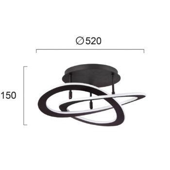 Stropné LED svietidlo Charlie, Ø 52 cm, čierne