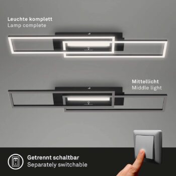 Stropné LED svietidlo Frame Mid, 3 000 K, čierna