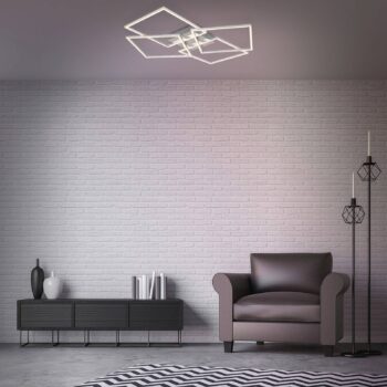 Stropné LED svietidlo Frames, 4 štvorce, otočné