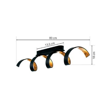 Stropné LED svietidlo Helx v čierno-zlatej