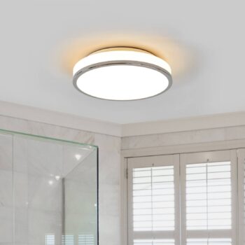 Stropné LED svietidlo Lyss chrómový okraj IP44