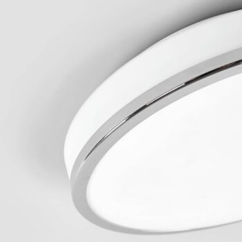 Stropné LED svietidlo Lyss chrómový okraj IP44