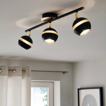 Stropné LED svietidlo Nocito 3-pl. v čierno-zlatej