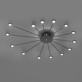 Stropné LED svietidlo Peacock, 15-pl., čierne