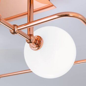 Stropné LED svietidlo Pipes v medi sklenené gule