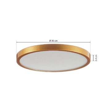 Stropné LED svietidlo Vika, okrúhle, zlatá, Ø 30cm