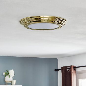 Stropné LED svietidlo Welland IP44, leštená mosadz