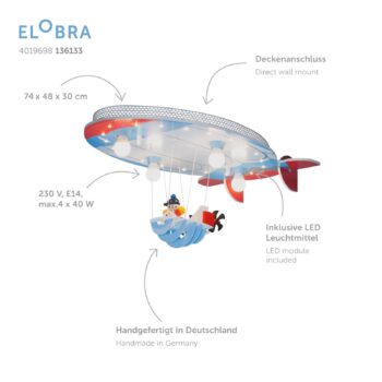 Stropné Vzducholoď s Joeom modro-červeno-biele