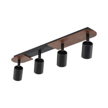 Stropné bodové svetlá Cover Wood, orech, 4-plameňové