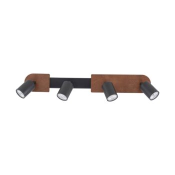Stropné bodové svetlá Cover Wood, orech, 4-plameňové