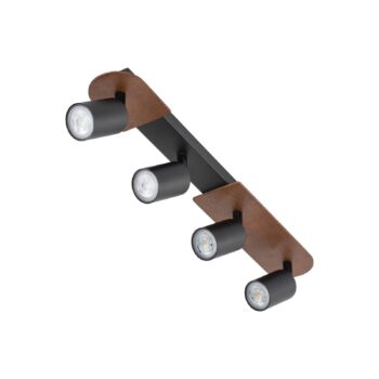 Stropné bodové svetlá Cover Wood, orech, 4-plameňové
