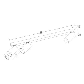 Stropné bodové svetlá Hero, biele, 3-pl., 70 cm, kov, GU10