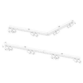 Stropné bodové svetlá Hero, biele, 8-pl., 240 cm, kov, GU10