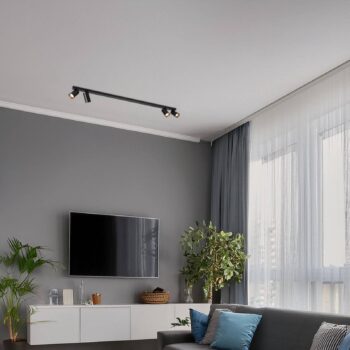 Stropné bodové svetlá Hero, čierne, 4-pl., 120 cm, kov, GU10