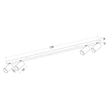 Stropné bodové svetlá Hero, čierne, 4-pl., 120 cm, kov, GU10