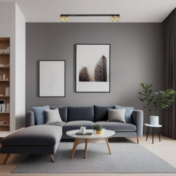 Stropné bodové svetlá Hero, čierne/zlaté, 4-pl., 120 cm, kov