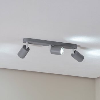 Stropné bodové svetlá Livia, sivá, 52 cm, 3-pl., kov, GU10