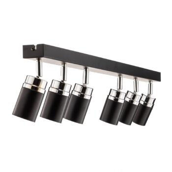 Stropné bodové svetlá Rondo čierne/chróm, 6-plameňové