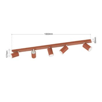 Stropné bodové svetlá Sean, koralovo červené, 5-pl., hliník, GU10