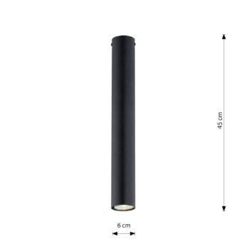 Stropné bodové svetlá Tecno 1L, oceľ, GU10, výška 45 cm, čierna