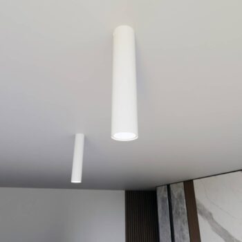 Stropné bodové svetlá Tecno 1M, oceľ, GU10, výška 30 cm, biela