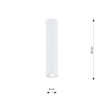 Stropné bodové svetlá Tecno 1M, oceľ, GU10, výška 30 cm, biela